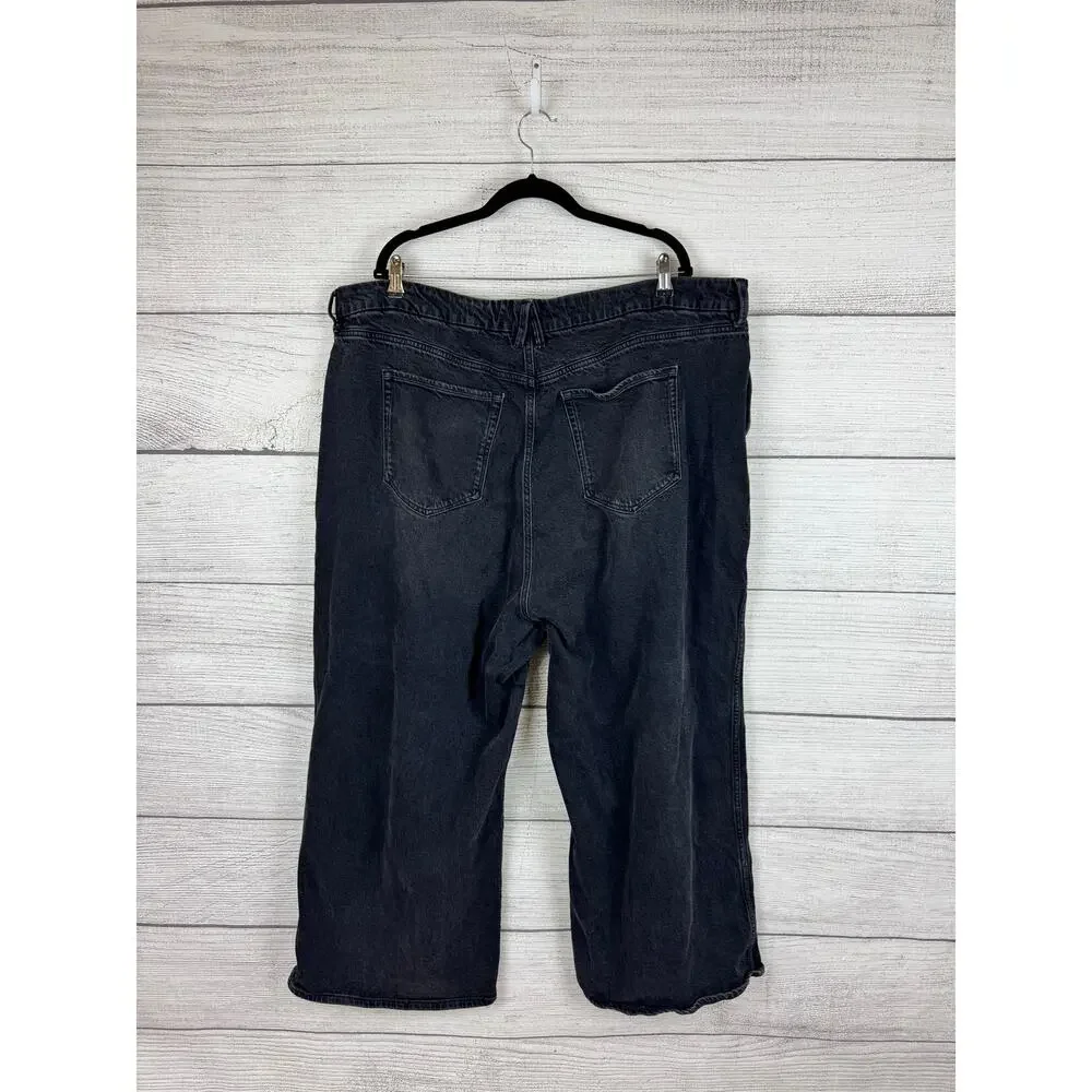 Good American Plus Size Black Wash Good Skate High Rise Loose Leg Jeans Size 24
